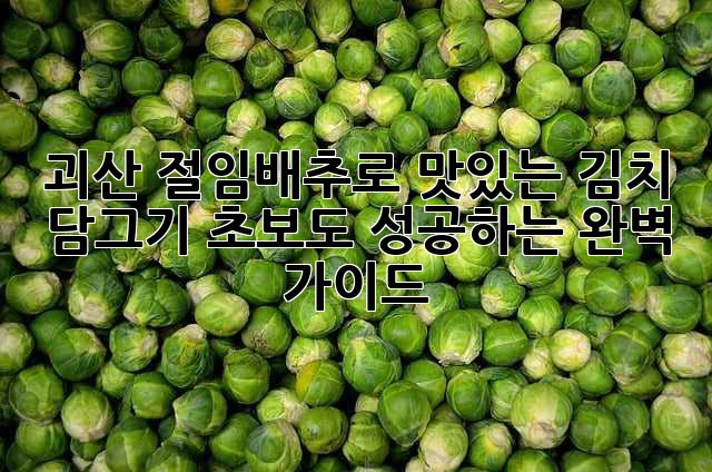 괴산 절임배추로 맛있는 김치 담그기: 초보도 성공하는 완벽 가이드