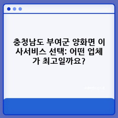 충청남도 부여군 양화면 이사 진행 과정: 이사서비스 완벽 가이드
