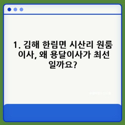김해시 한림면 시산리 원룸이사 용달 서비스 후기: 가격, 업체 선택, 후회 없는 이사 팁 완벽 정리!