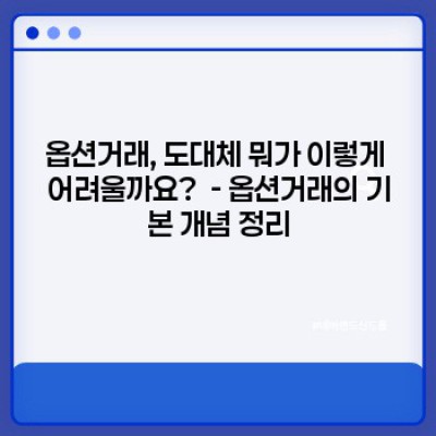 주식옵션거래 요약정보 우선 확인: 쉽고 빠르게 배우는 옵션 투자의 모든 것