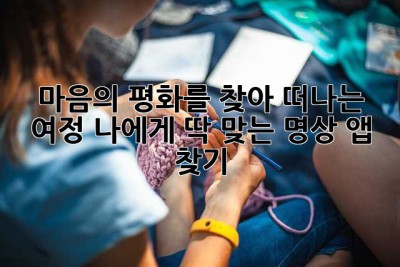 마음의 평화를 찾아 떠나는 여정: 나에게 딱 맞는 명상 앱 찾기