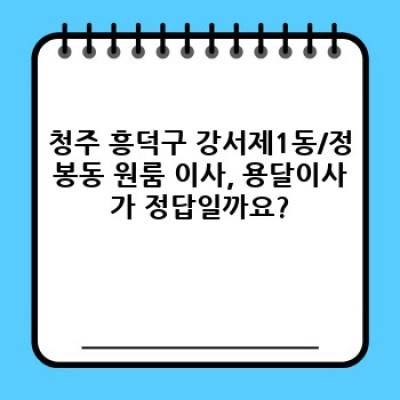 청주 흥덕구 강서제1동/정봉동 원룸이사 용달 후기: 가격, 서비스, 후기 총정리!  내 짐은 안전할까?