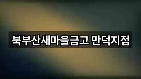 부산광역시 만덕동 대출 5곳 위치 체크