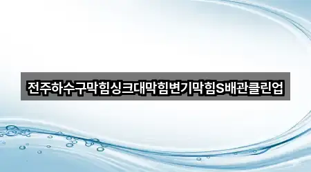 전주하수구막힘싱크대막힘변기막힘S배관클린업
