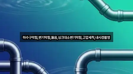 하수구막힘,변기막힘,뚫음,싱크대소변기막힘,고압세척,내시경촬영